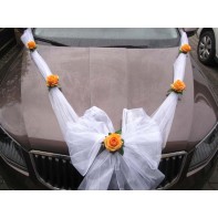 Dekorace - šerpa na svatební vůz oranžov ...