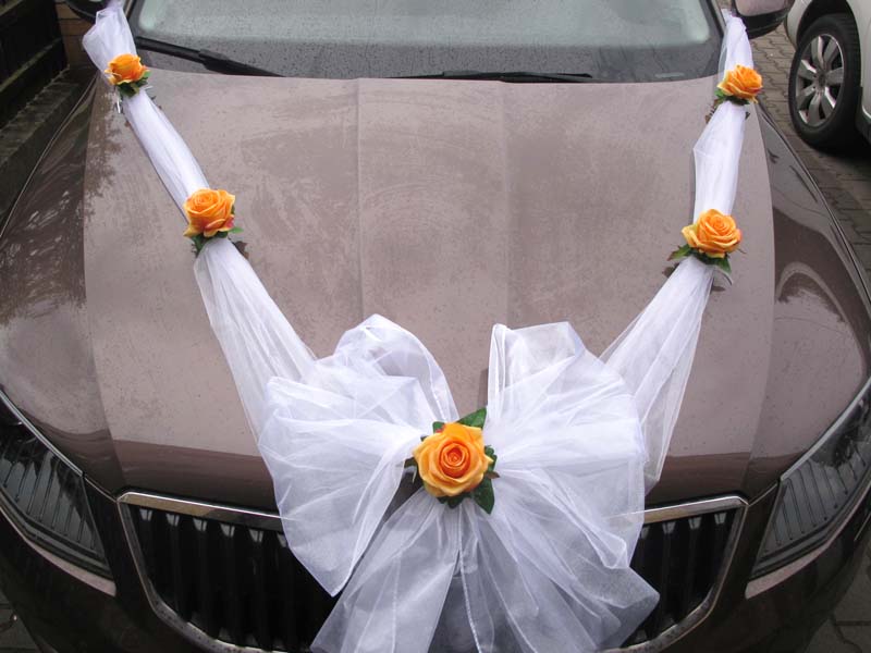 Dekorace - šerpa na svatební vůz oranžová
