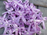 Vývazek, svatební mašlička na myrtu bílá + fialová...