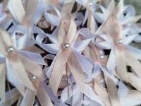 Vývazek, svatební mašlička na myrtu trojitá pudrově růžová s... Vývazek, svatební mašlička na myrtu trojitá pudrově růžová s...