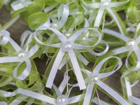 Vývazek, svatební mašlička na myrtu zelená šifon+ bílá satén...