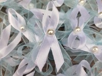 Vývazky, svatební mašličky na myrtu trojité modrá šifon... Vývazky, svatební mašličky na myrtu trojité modrá šifon...