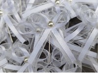 Vývazek, svatební mašlička na myrtu bílá šifon+satén...