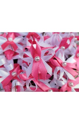 Vývazek, svatební mašlička trojitá bílá+cyklámen