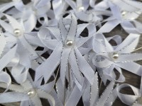 Vývazek, svatební mašlička trojitá bílá+stříbrný lurex...