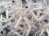 Vývazek, svatební mašlička na myrtu bílá+lososová svělá...