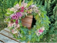 Dušičkový věnec 65cm růžový...