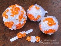 Saténový svatební set oranžový