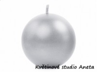 Svíce koule stříbrná metal 6cm...