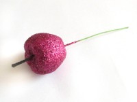 Jablíčko třpyt na drátku fuchsiové 2,8cm...