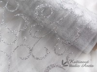 Organza vánoční bílá dekor 36cm...