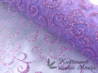 Organza vánoční fialová dekor ZBYTEK 45x36cm...