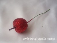 Jablíčko třpyt na drátku červené 3,5cm...