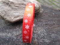 Stuha vánoční saténová s vločkou červená 1,2cm...