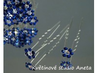 Vlásenka květinka štrasová tmavě modrá...